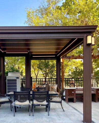 Pergola bio climatique Asia de couleur marron