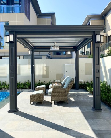 Pergola bio climatique Asia 4 pieds de couleur grise