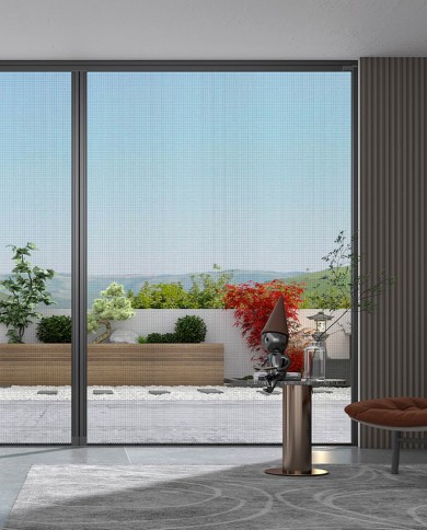 Moustiquaire pour porte et porte-fenêtre 2 vantaux en position fermée