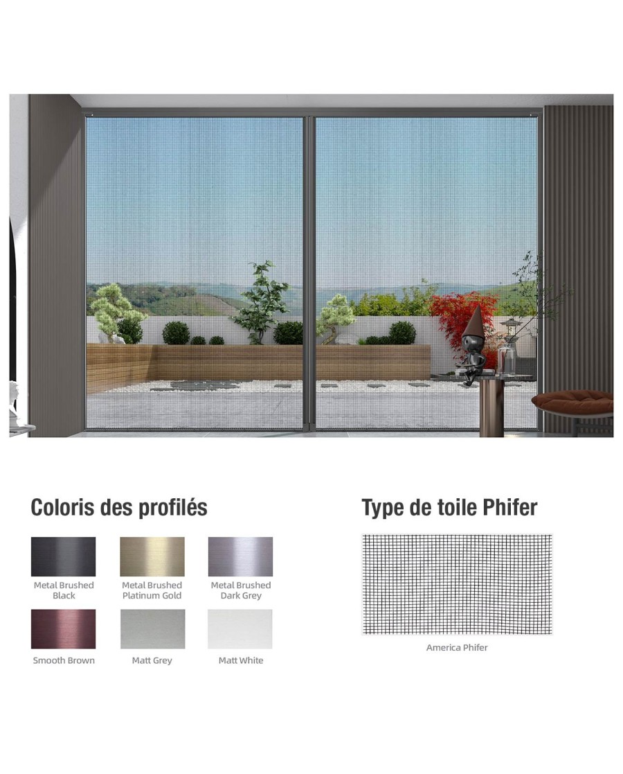 Moustiquaire pour porte et porte-fenêtre avec coloris et types de toiles