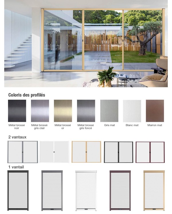 Moustiquaire pour porte ou fenêtre 1 ou 2 vantaux avec structure en aluminium