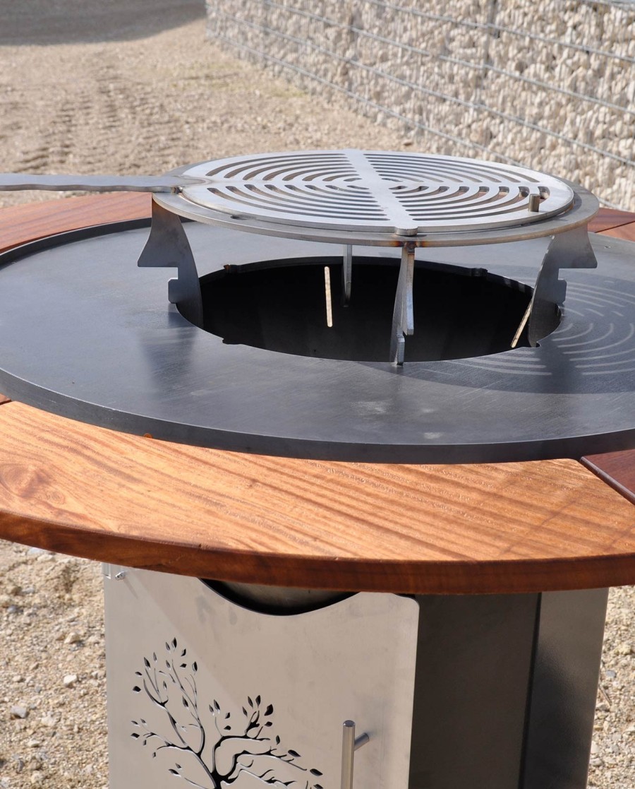 BRASERO ROND diamétre 850 mm avec porte vue de dessus