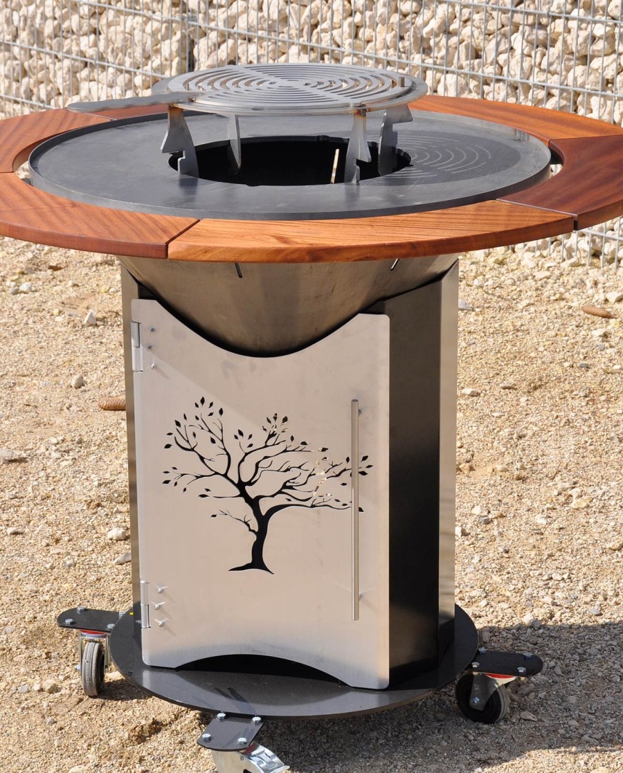 BRASERO ROND diamétre 850 mm avec porte vue 3/4 avant